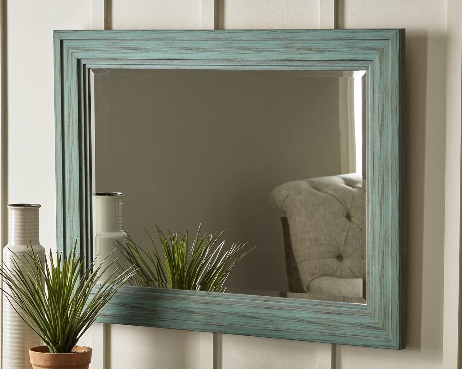 Signature Design by Ashley Casual Jacee Accent Mirror  Antique Teal