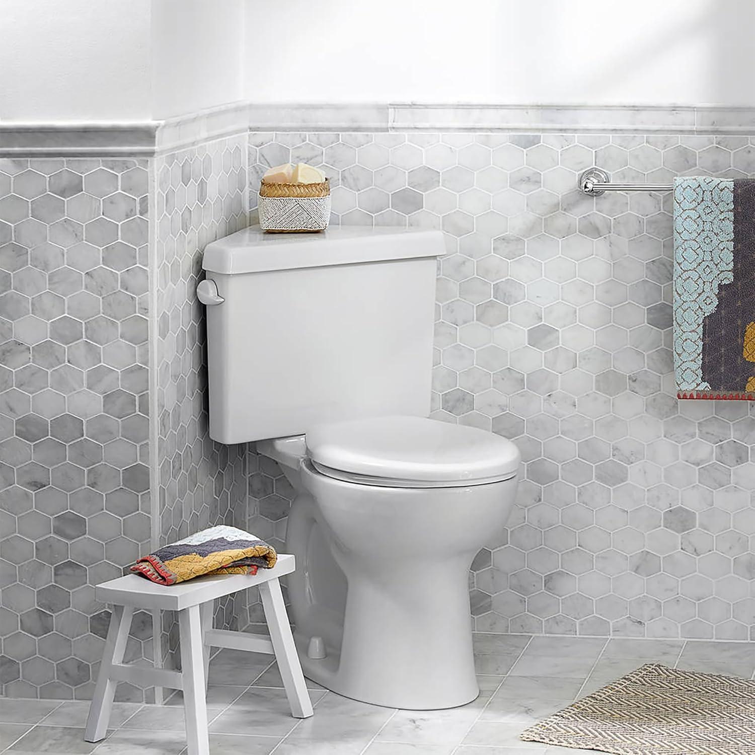 White High Efficiency Elongated Corner Two-Piece Toilet