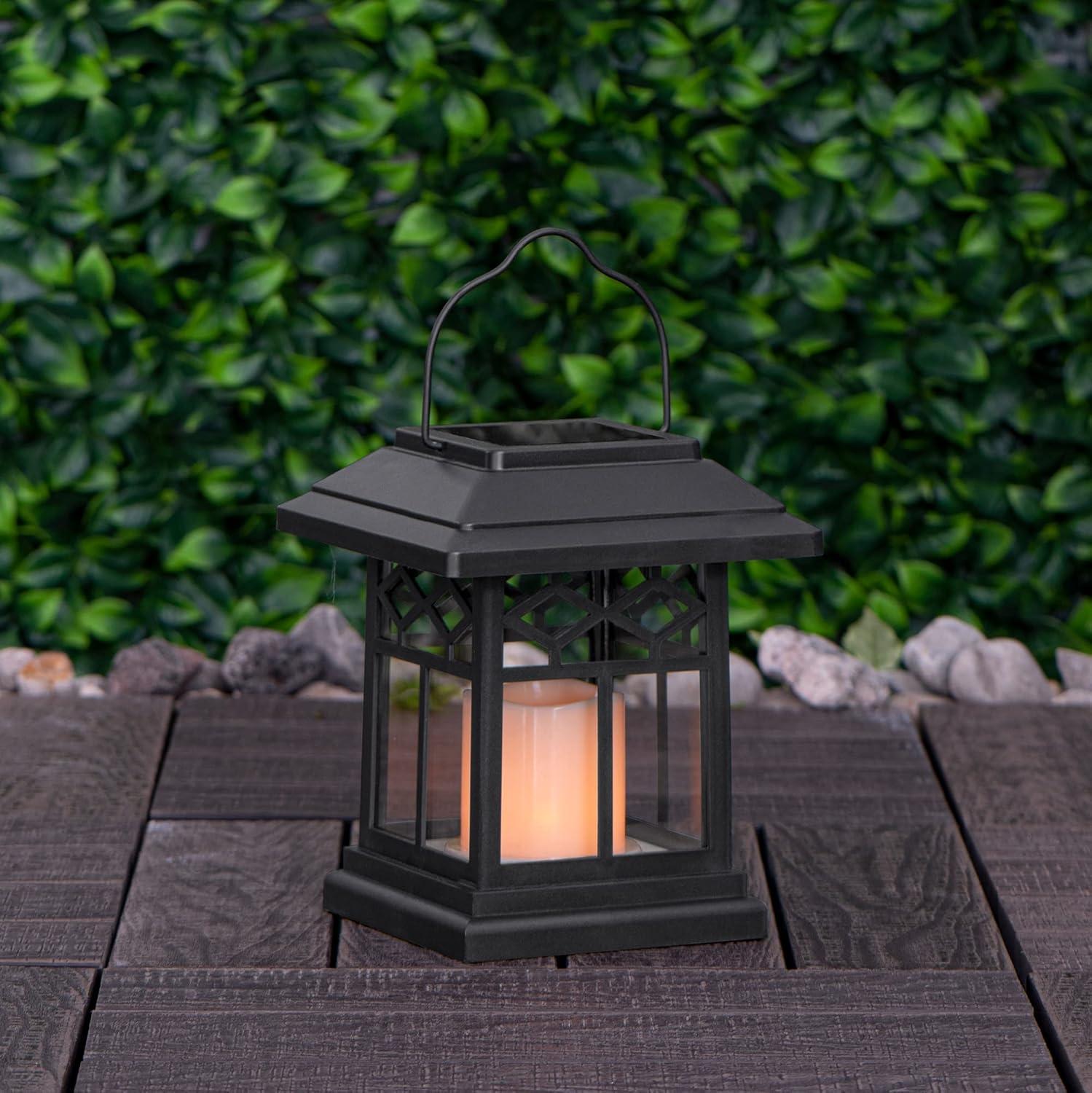 Black Solar LED Flameless Candle Lantern