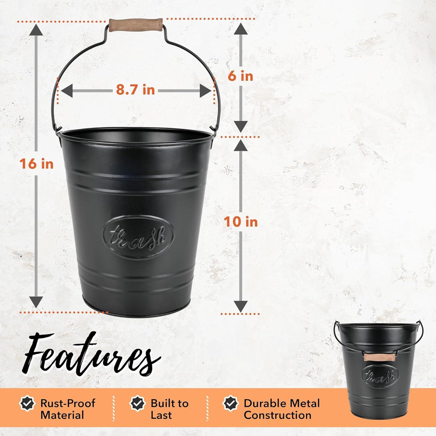 Autumn Alley Rustic Galvanized Trash Can Waste Basket 2 Gallon
