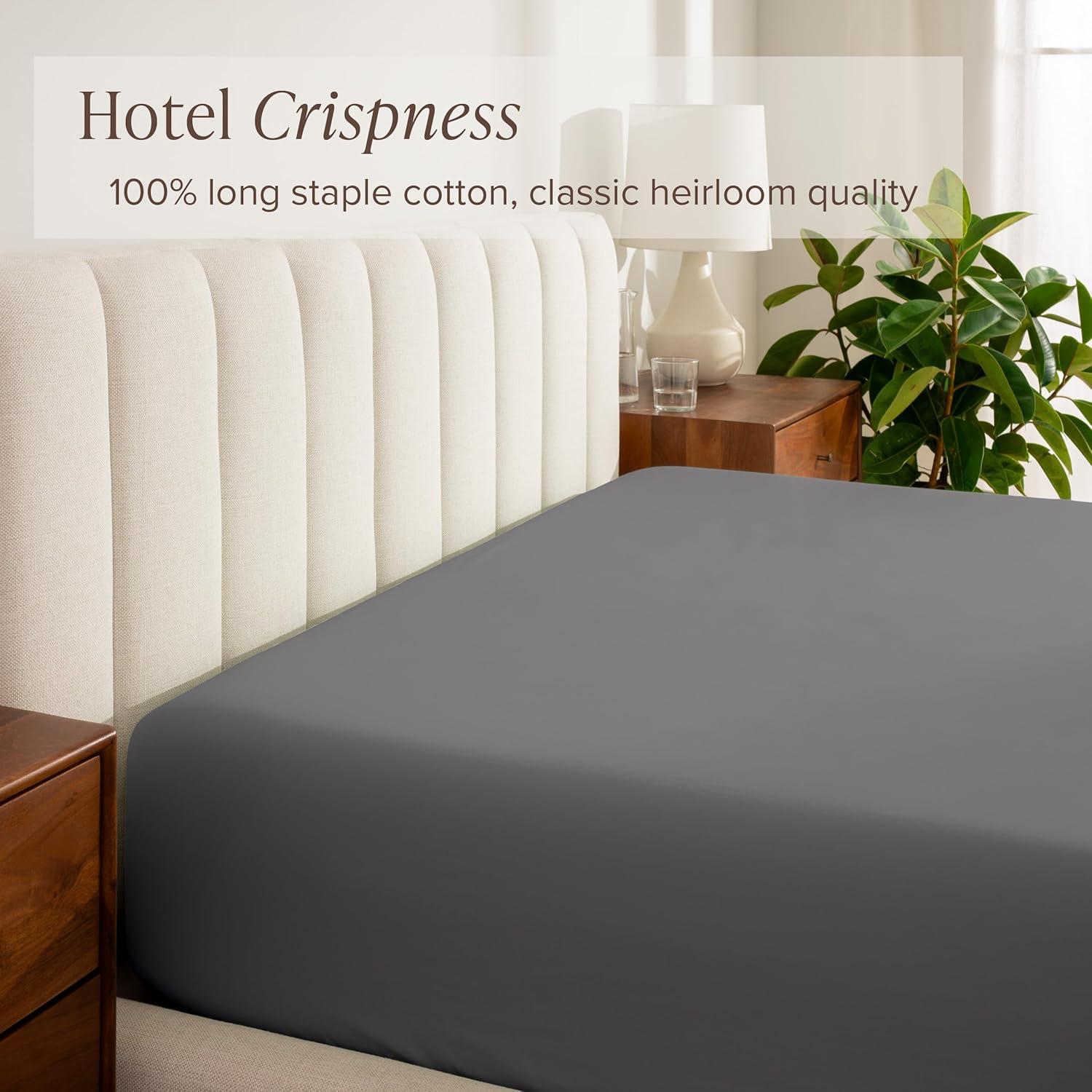 Bare Home 300 Thread Count Organic Cotton Percale Fitted Sheet