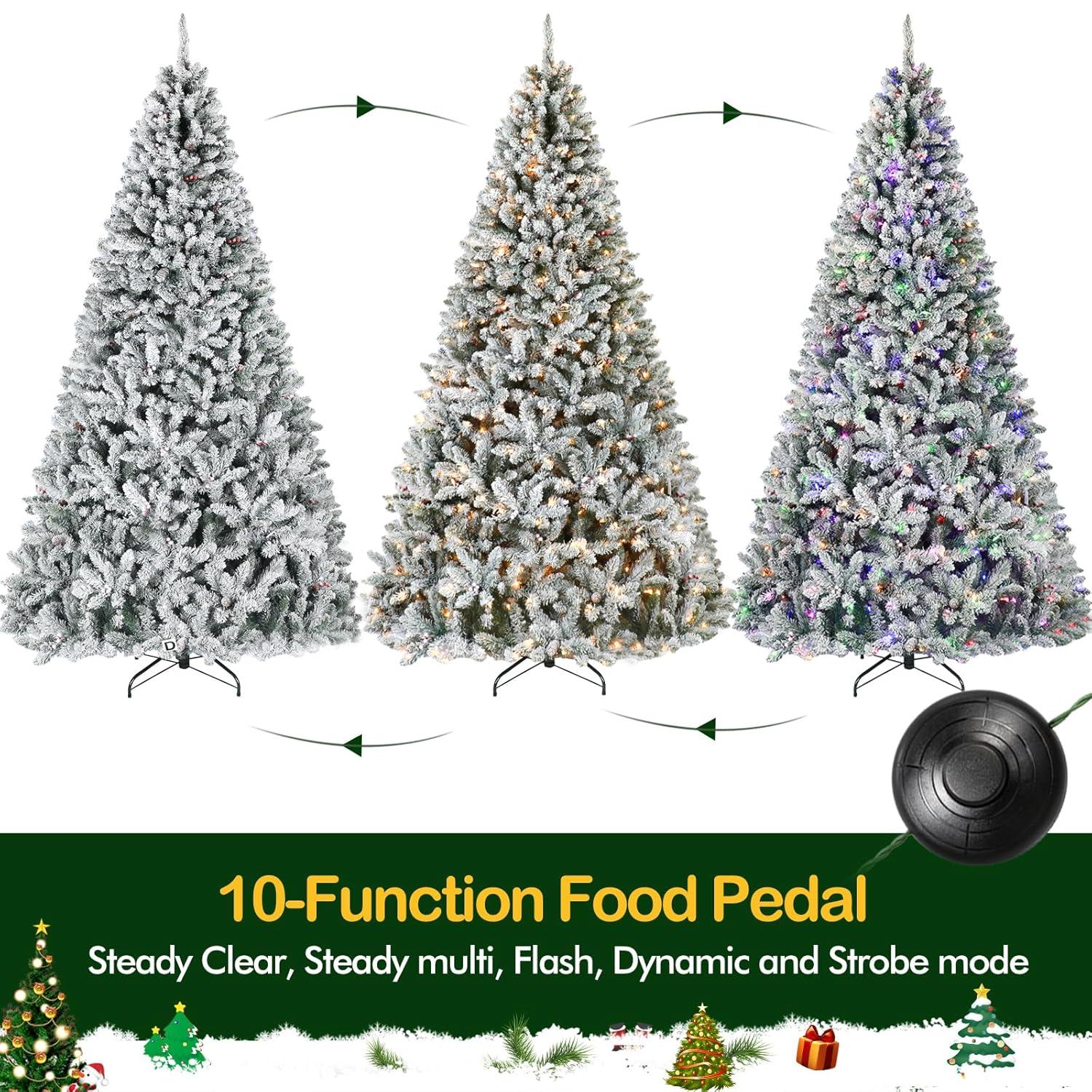 Home Accents Holiday 6.5 Ft. Pre-Lit LED Festive Pine Flocked Artificial Christmas Tree