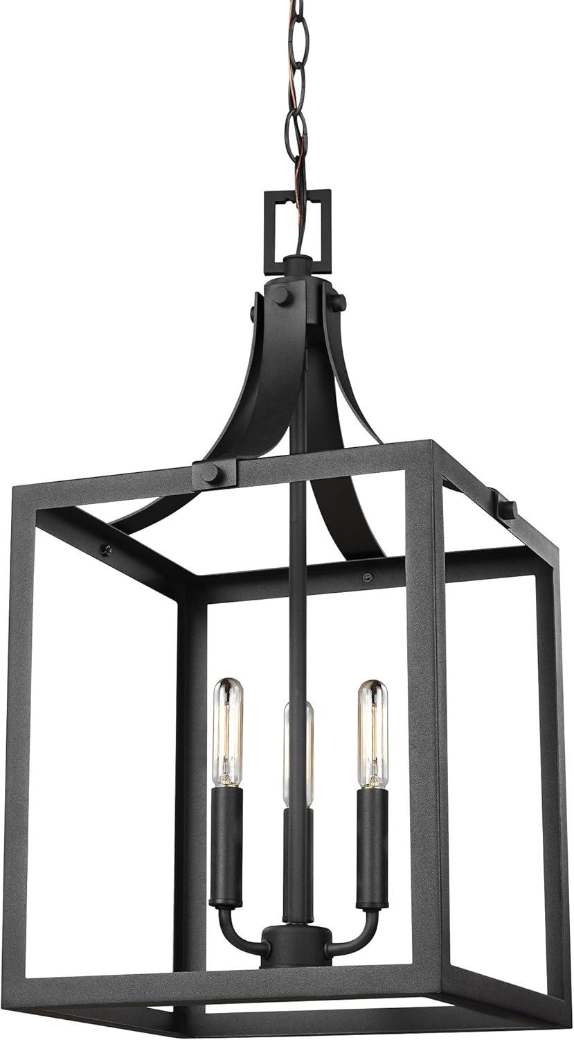 Generation Lighting Labette 3 -Light Black Traditional Square Medium Hanging Pendant light