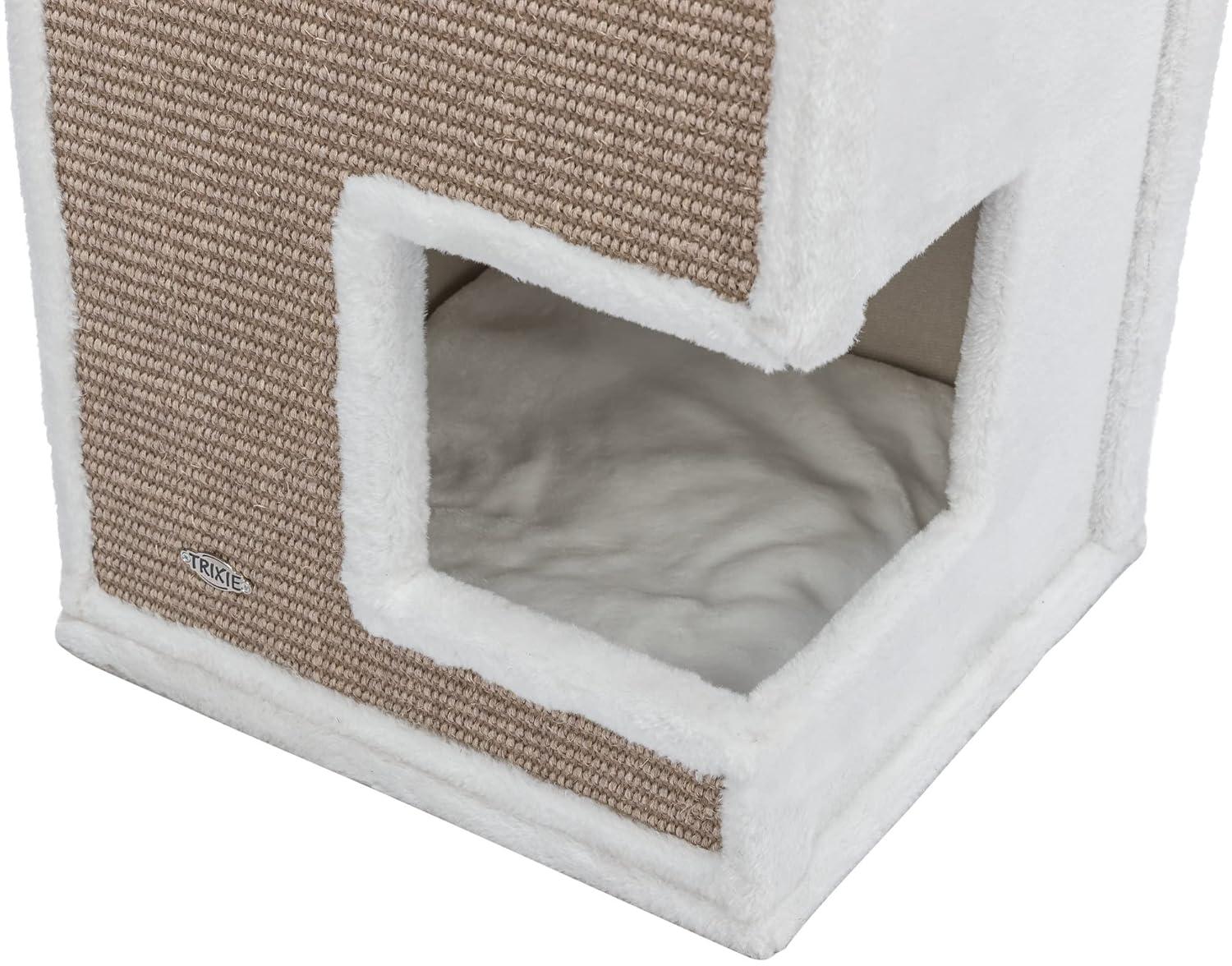 TRIXIE Gerardo Plush & Sisal 3-Story 39.4" Cat Condo Tower with Removable Cushions, Brown-White