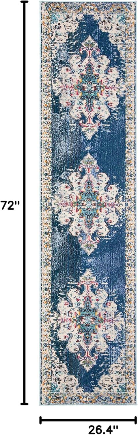 Madison MAD452 Power Loomed Indoor Runner Rug - Navy/Grey - 2'2"x6' - Safavieh
