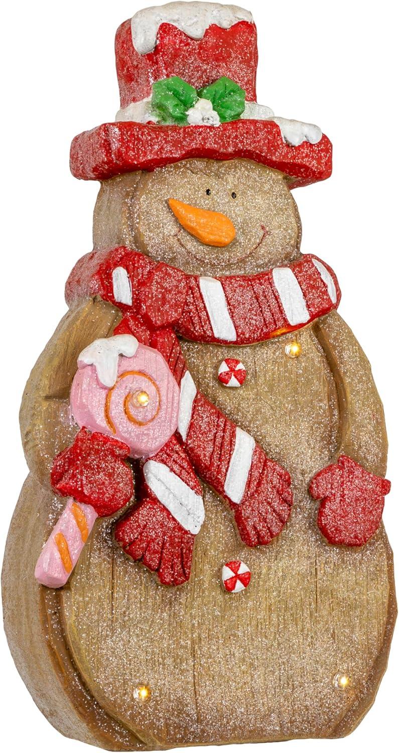 Northlight LED Lighted Gingerbread Snowman with Lollipop Christmas Figure - 15.5"