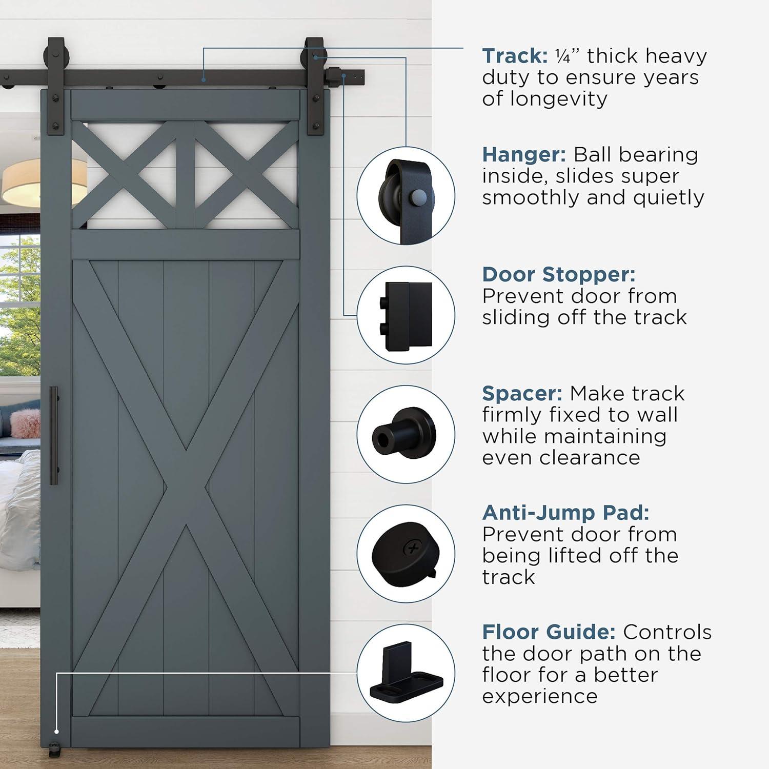 Matte Black 72-Inch Sliding Barn Door Hardware Kit