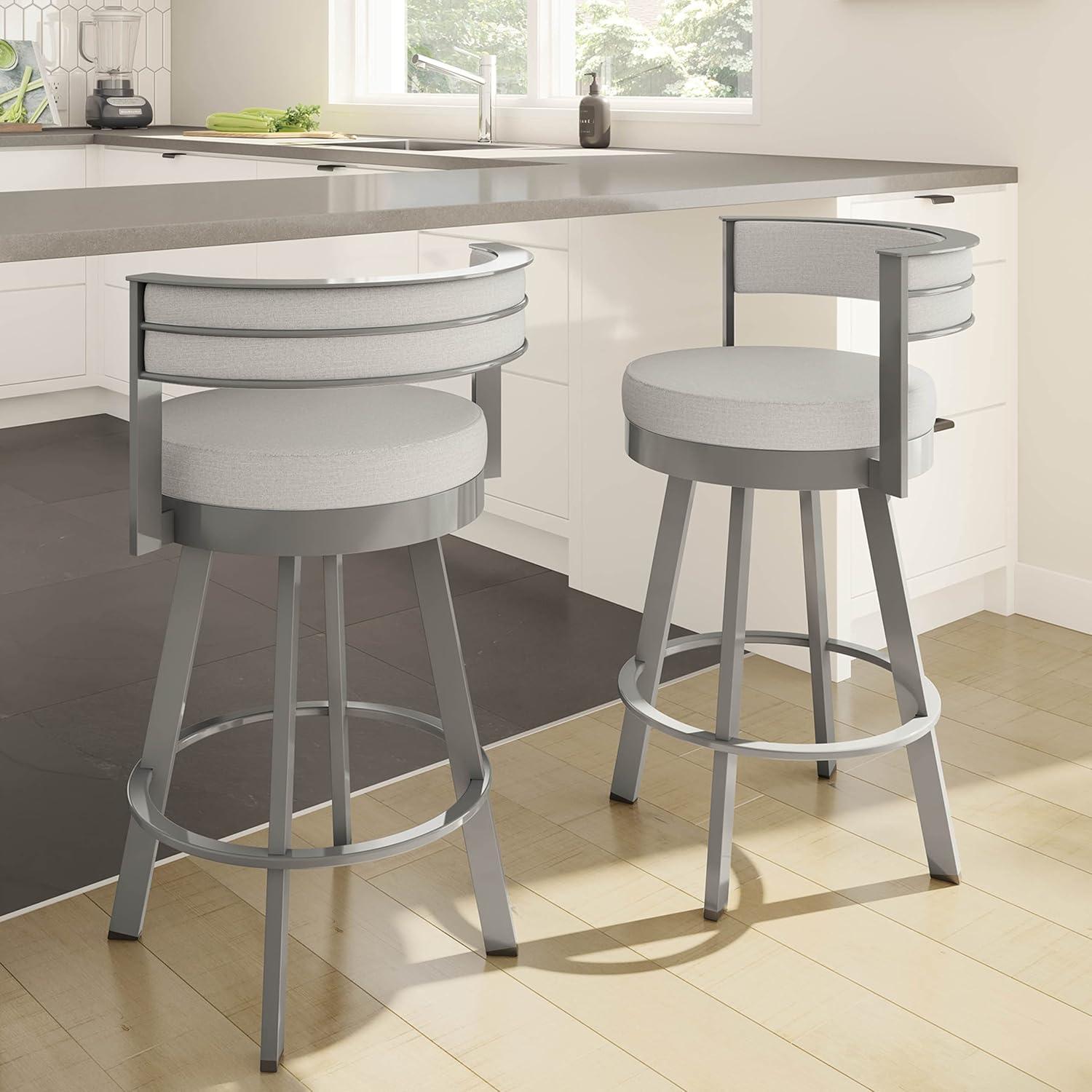 Amisco Browser Upholstered Counter Height Barstool Gray: Oval Back, Polyester, Steel Frame, 300 lbs Capacity