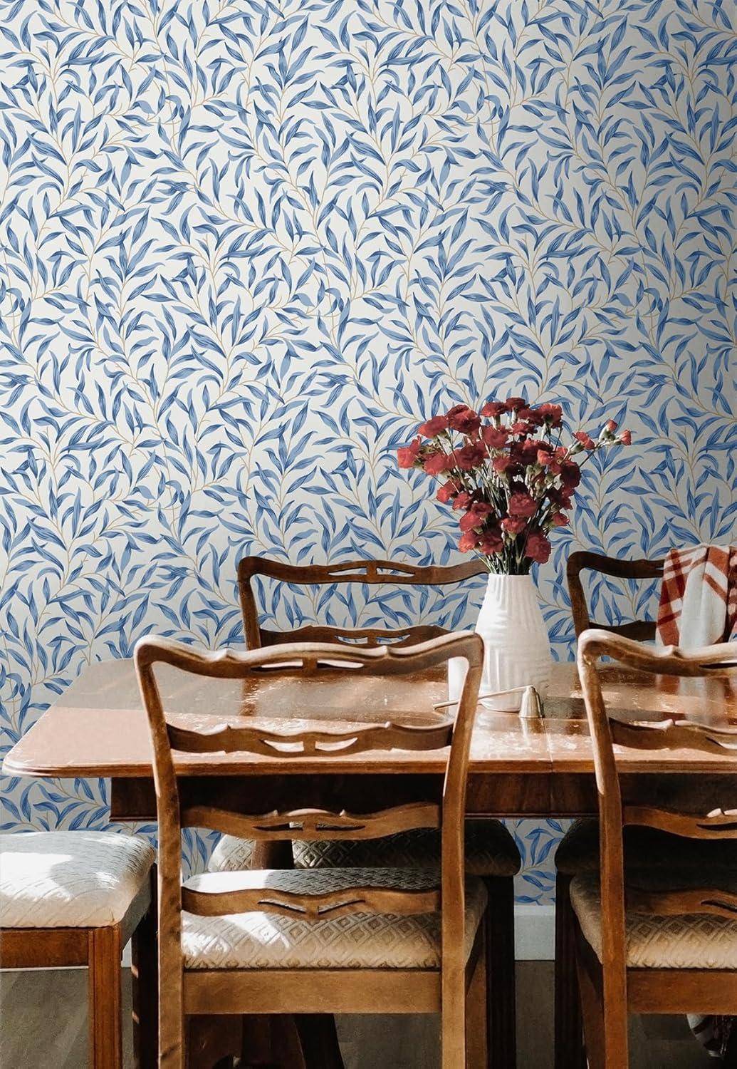 Blue Lake Botanical Peel and Stick Vinyl Wallpaper