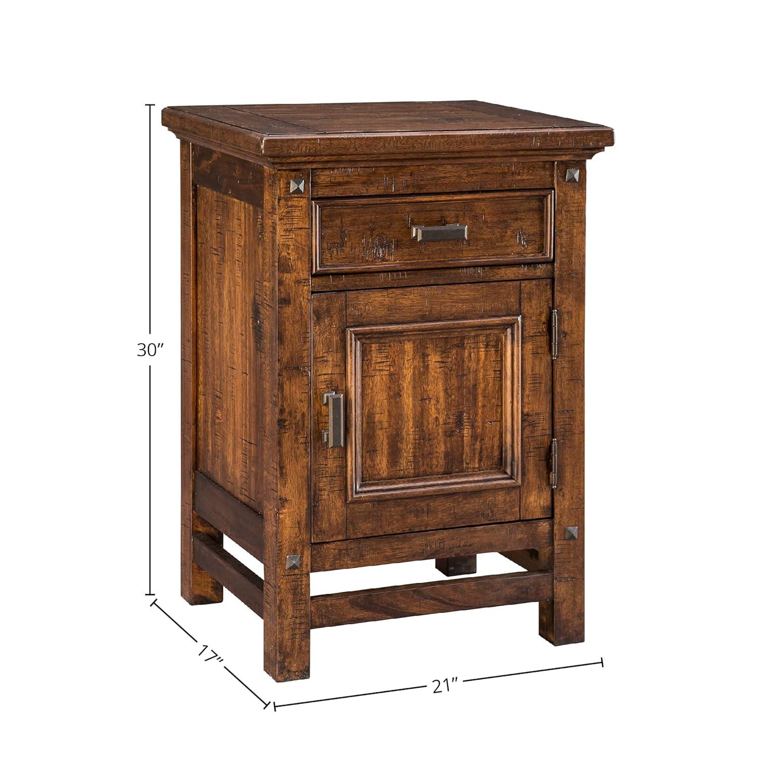 Intercon Furniture Mesita de Noche de Madera para Dormitorio Wolf Creek con Puerta - Marrón