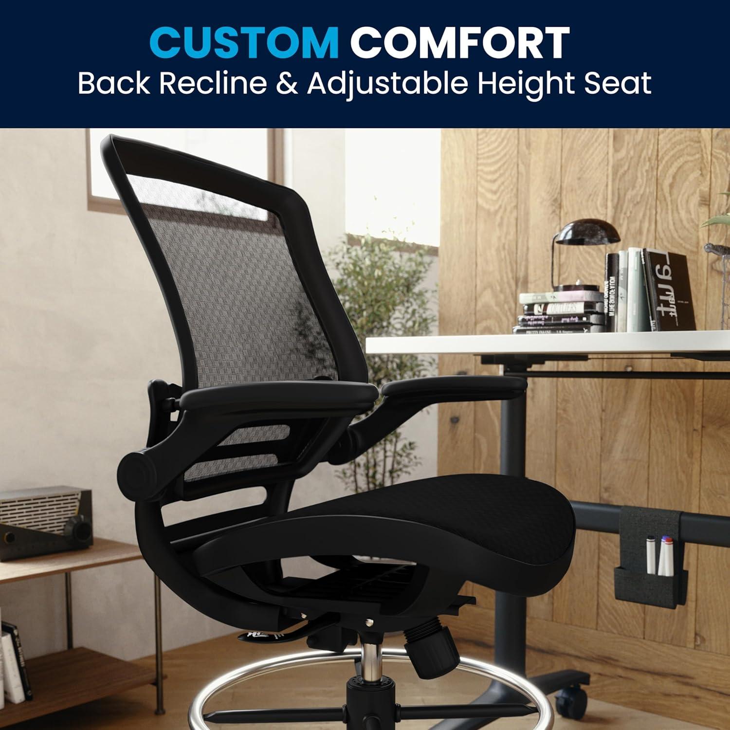 Flash Furniture Mignone Mid-Back Transparent Mesh Office Chair with Flip-Up Arms by Flash Furniture
