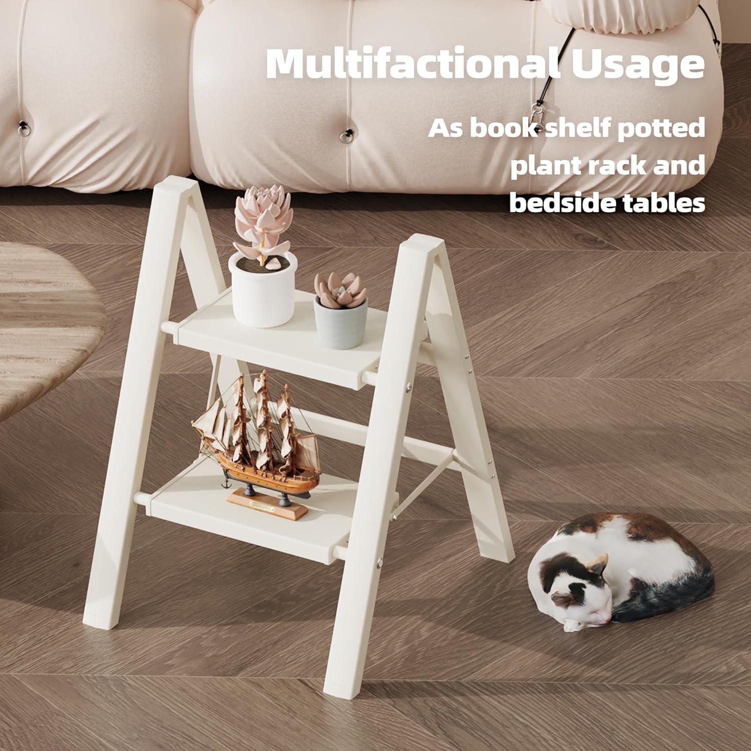 WFX Utility™ Lightweight 2 Step Ladder With Anti-Slip Wide Pedals, 330Lbs Capacity Durable Aluminum Step Stool For Home, Office, And Library