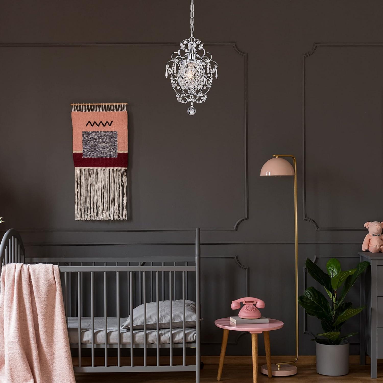 Edvivi Lighting Chrome Finish 1-Light Glam Mini Pendant with Crystal