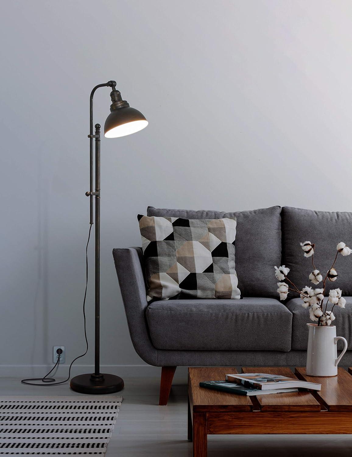 Dylan 65.5 in. Height Adjustable LED Floor Lamp with Metal Bowl Shade