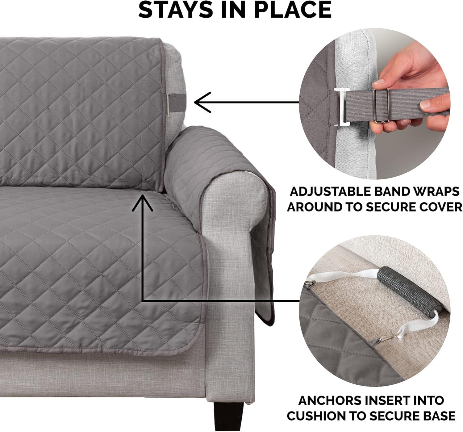 Gray/Mist Reversible Pinsonic Quilted Pet Loveseat Protector