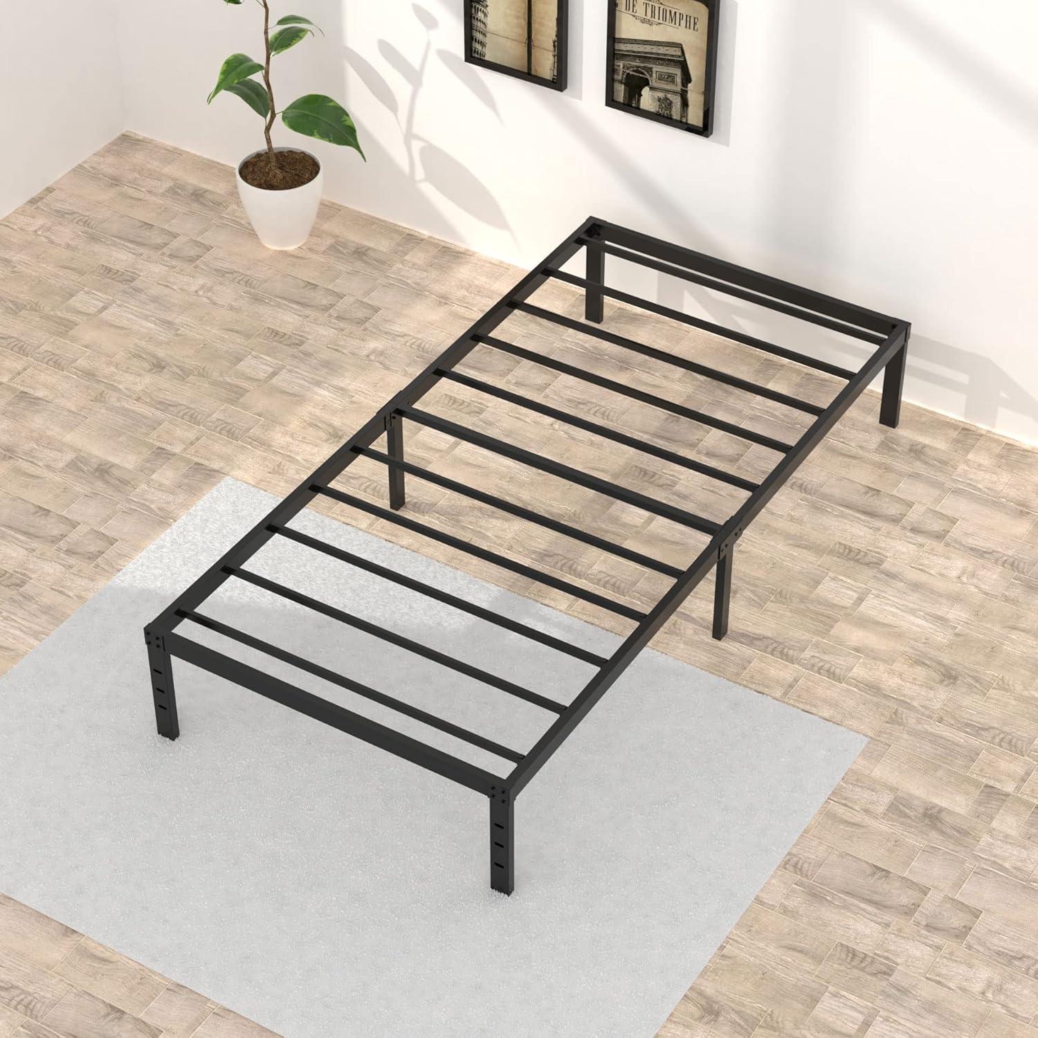 Mavesmog 14 inches Twin Size Bed Frames, Metal Twin Size Modern Mattress Platform Metal Bed Frame