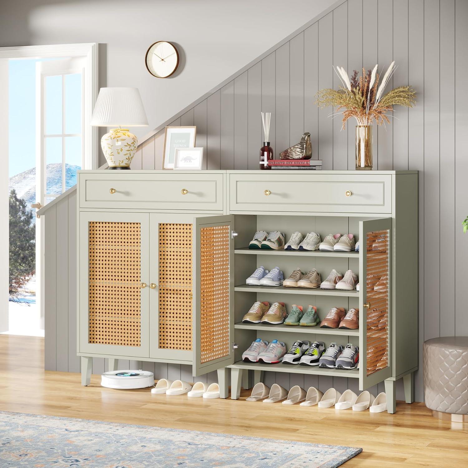 Tribesigns Modern Shoe Cabinet with Doors and Drawer