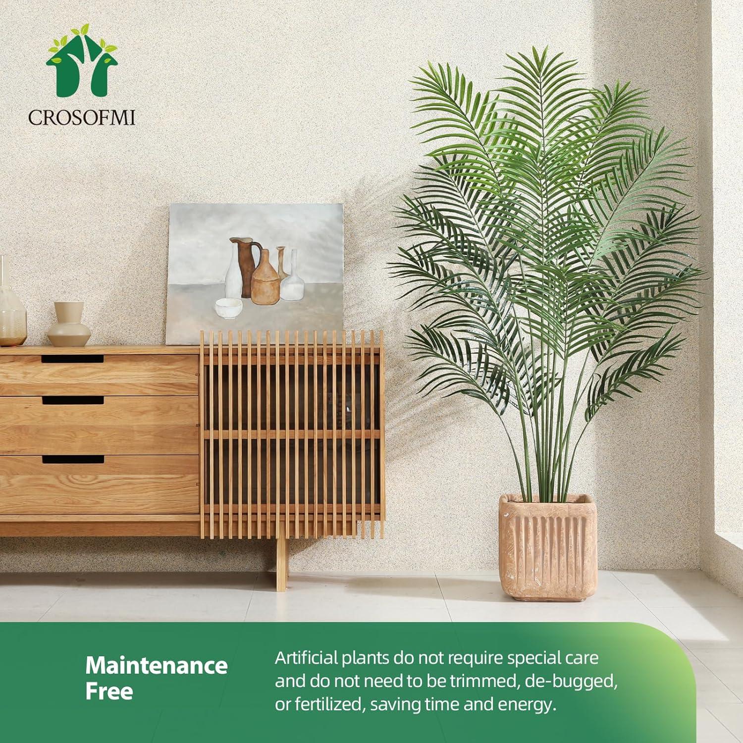 Artificial Areca Palm Plant 5Ft Fake Tropical Palm Tree, Perfect Faux Dypsis Lutescens Plants in Pot for Indoor Outdoor House Home Office Garden Modern Decoration Housewarming Gift,1Pcs