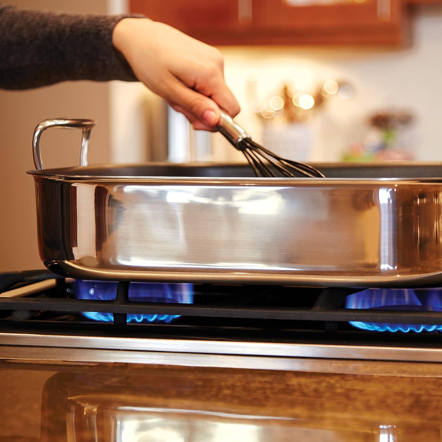 Stainless Steel 14.5" Roaster with Nonstick Rack and Handles