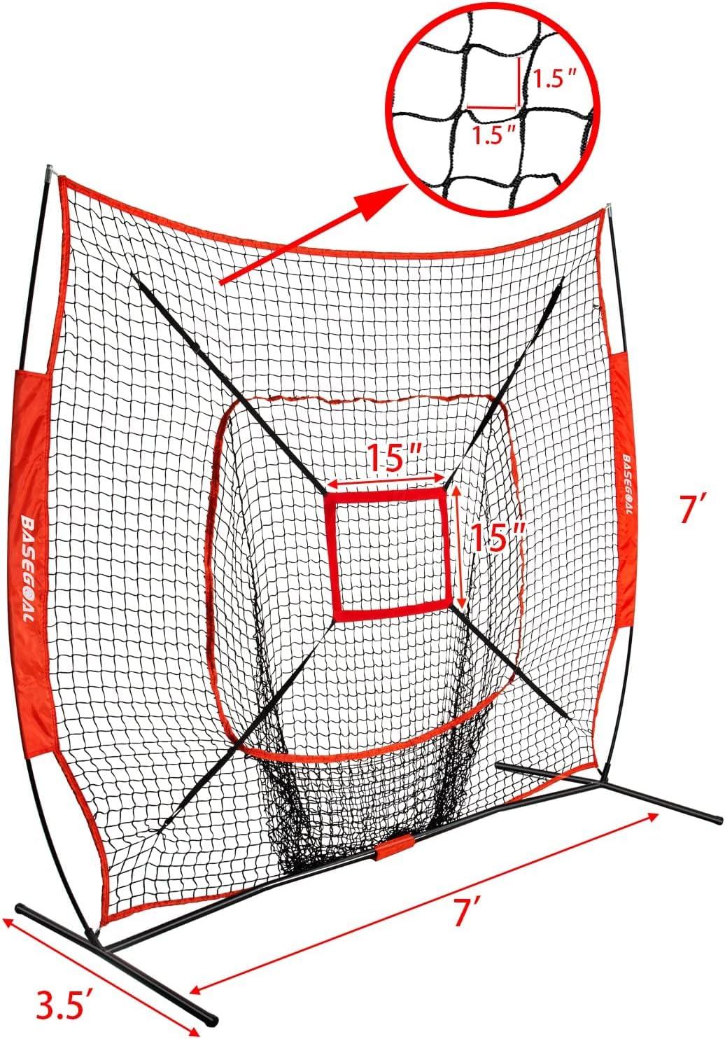 Zeny 7' x 7' Baseball Softball Practice Net Hitting Pitching Training Net w/Strike Zone,Bow Frame & Carry Bag