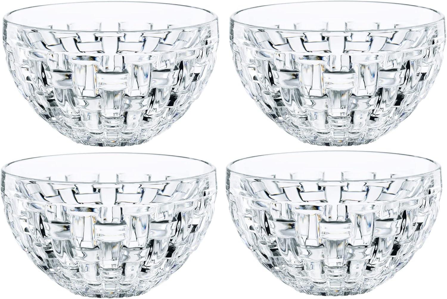 Nachtmann Bossa Nova Round Crystal Dip Bowls, Set of 4, Serving Dish for Sauce, Salsa, Ice Cream, and Dips, Giftable, 3.5 Ounce, Clear, Dishwasher Safe