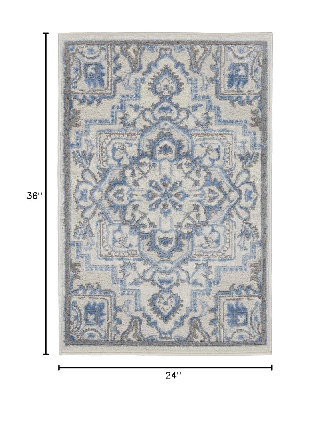 Nourison Elation Bohemian Medallion Indoor Rug Ivory Blue 4' x 6'