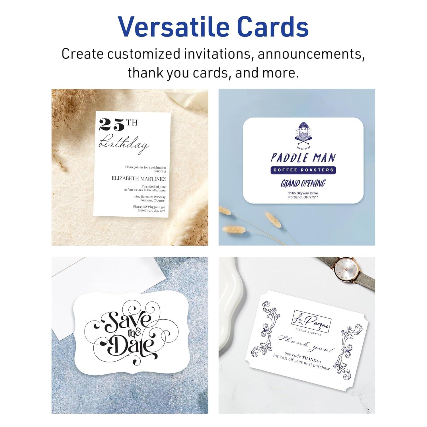 Avery Printable Rectangle Cards, 5" x 7", Matte White, 20ct