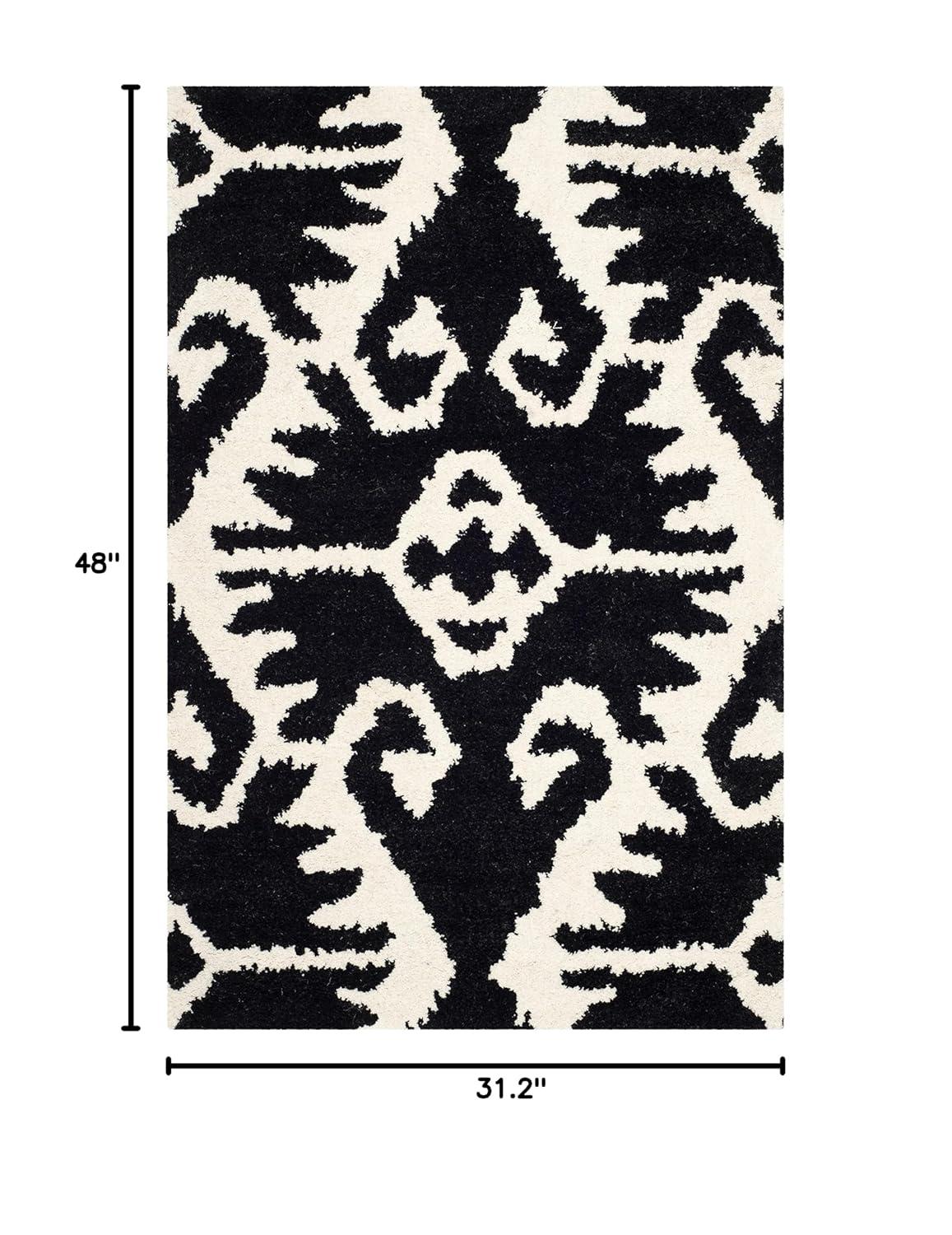 Wyndham WYD323 Hand Tufted Indoor Accent Rug - Black/Ivory - 2'6"x4' - Safavieh.