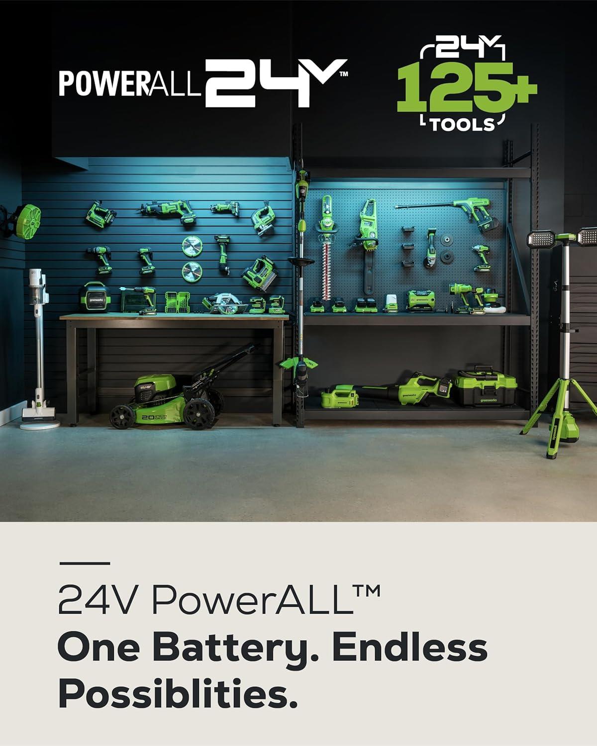 Greenworks 24V Brushless Cordless Stick Vacuum, Lightweight, Handheld, Pet, Anti-Allergen HEPA Filtration, Hard Floor, Carpet, Car, 4Ah Battery, and 30-Minute Charge Time (White)