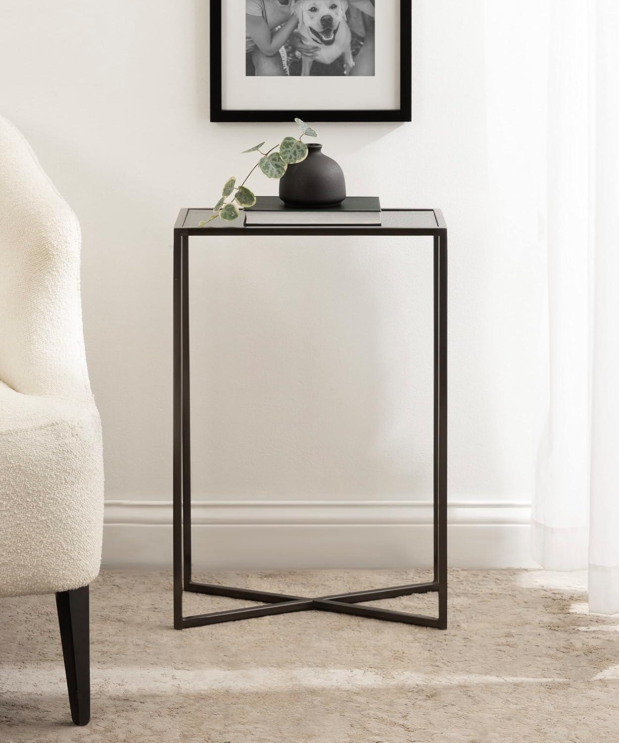Kate and Laurel Jaspur Rectangle Metal Side Table, 16x8x24, Pewter