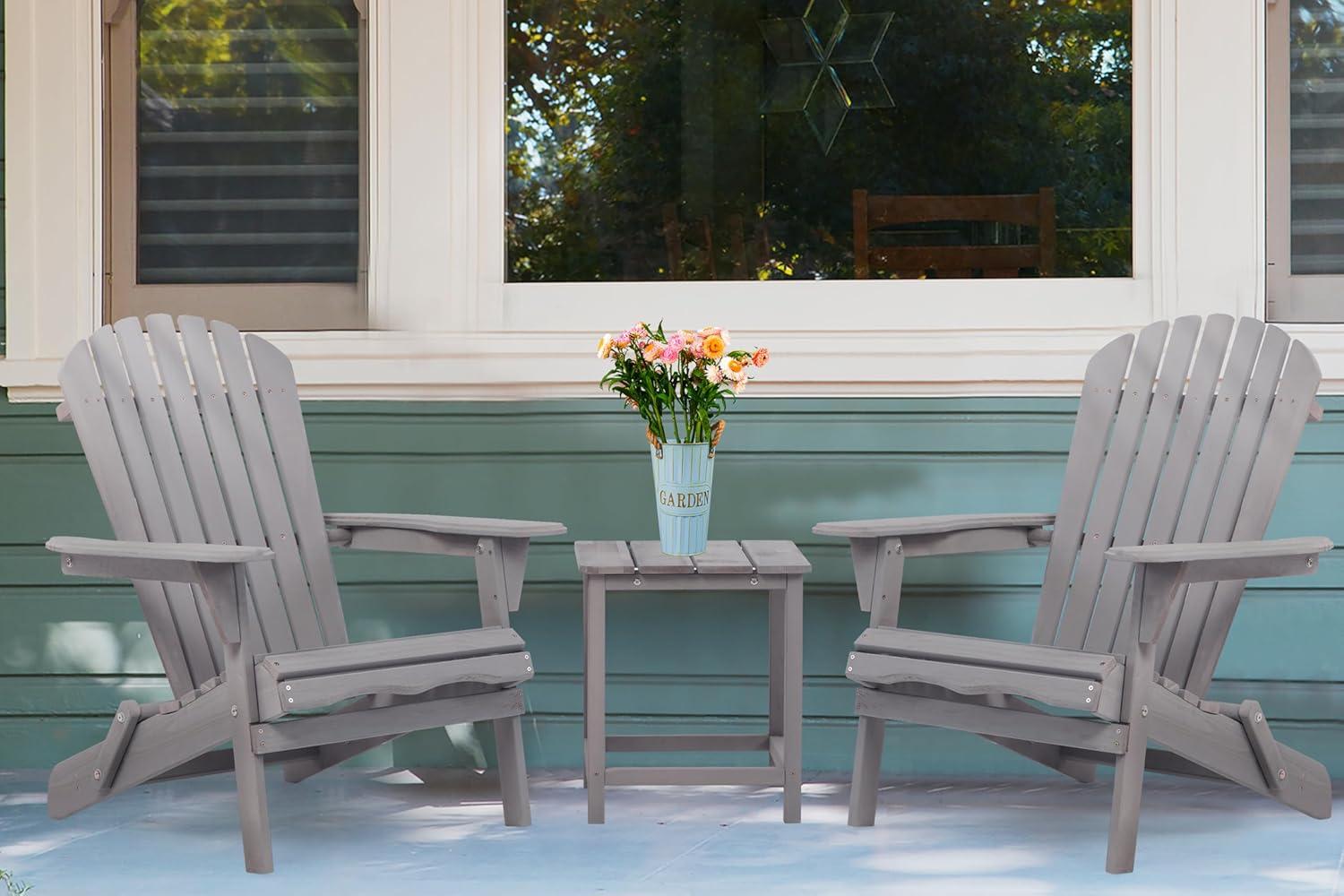 Wooden Folding Adirondack Chair, Half Pre-Assembled Wood Patio Lounge Chair for Outdoor Garden Backyard Porch Pool Deck Firepit