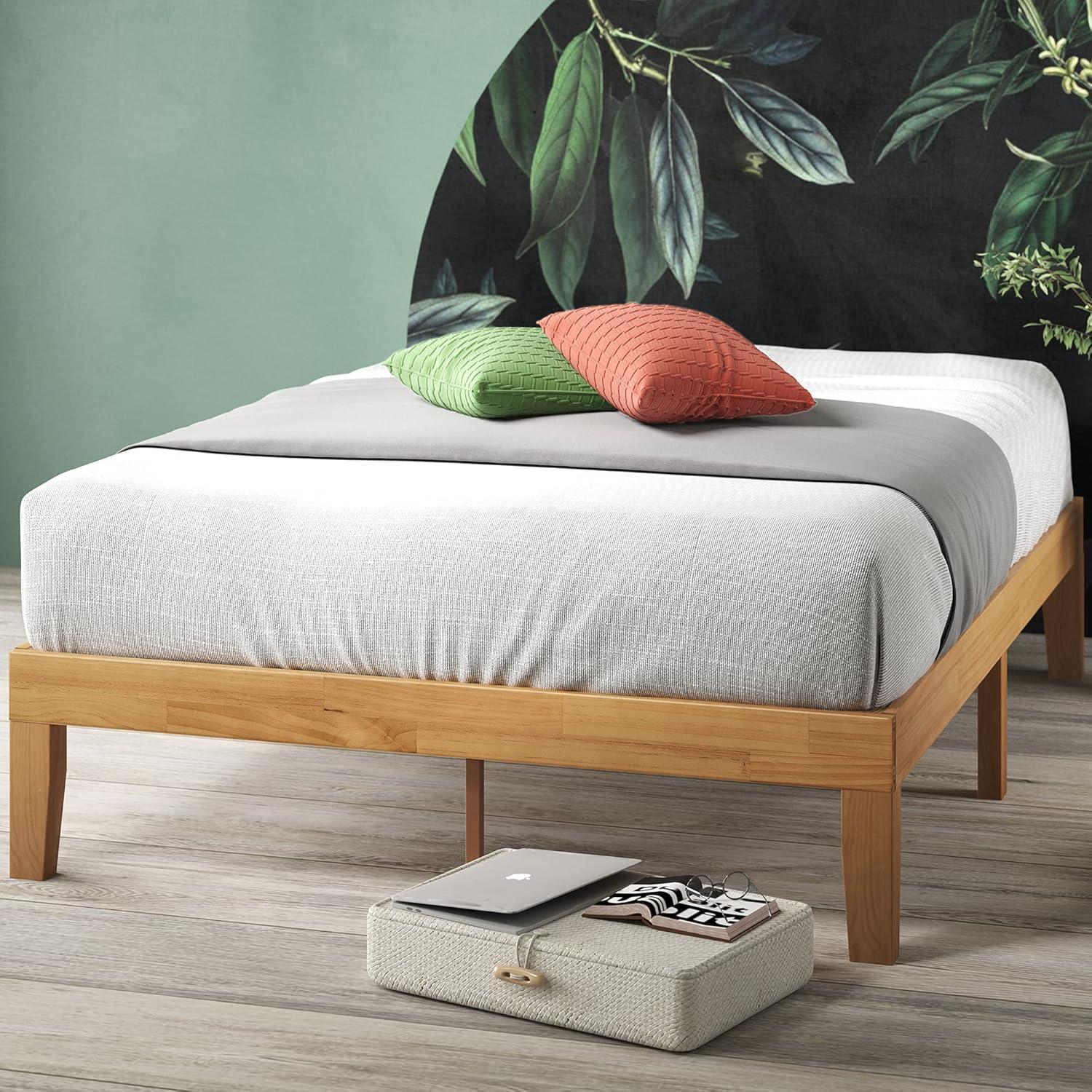 Queen Moiz 14" Wood Platform Bed Frame Natural - Zinus: Easy Assembly, Underbed Storage