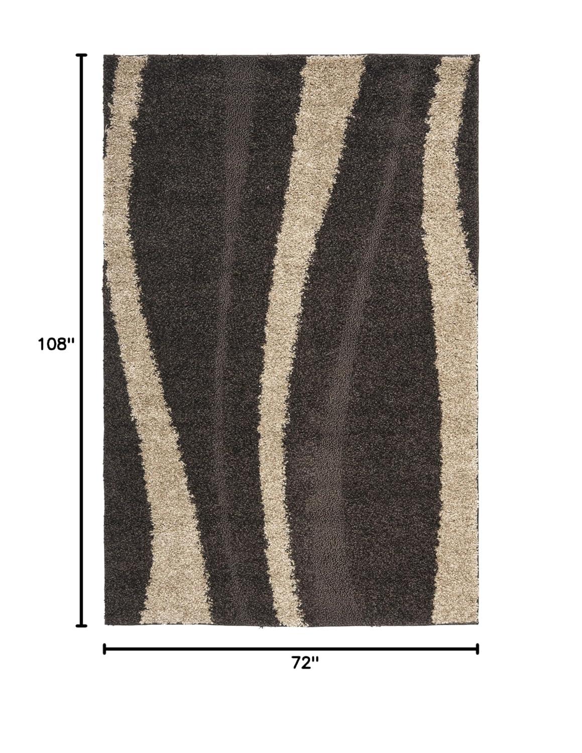 Florida Shag SG451 Power Loomed Indoor Area Rug - Dark Brown/Beige - 6'x9' - Safavieh