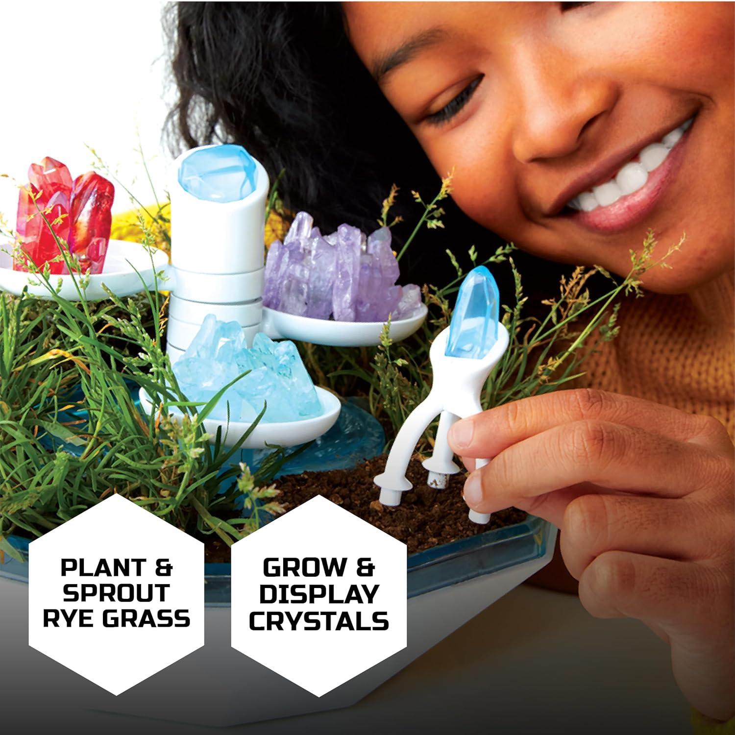 Discovery™ #Mindblown DIY Light-Up LED Terrarium - Plants & Crystals Geodome Grow Kit, 3 Colorful Crystal Formations, Rye Grass, Education STEM Activity Set, Indoor Science Experiment, Chemistry Gift