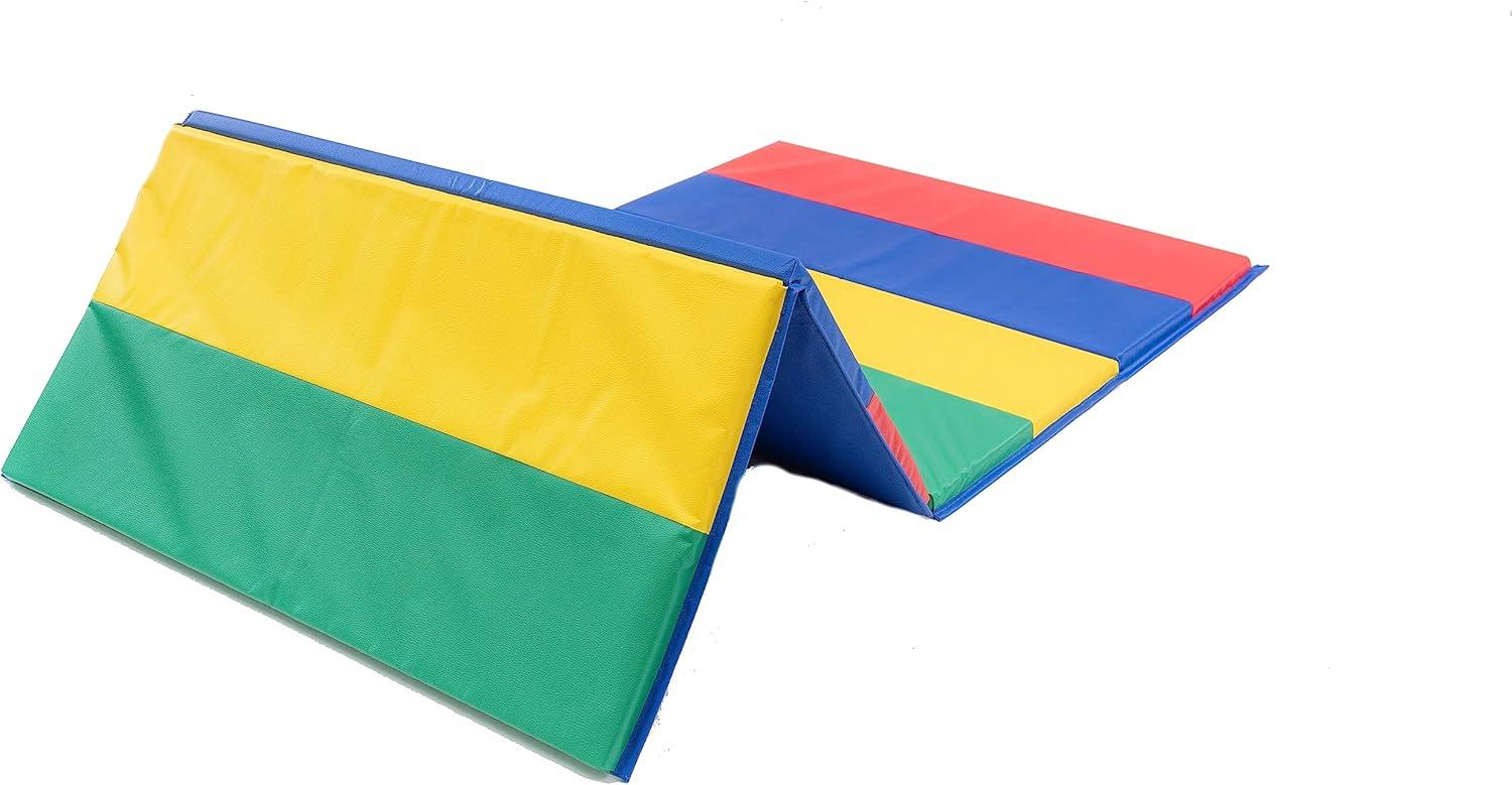 Angeles Primary 4' x 6' Folding Gym Mat - Rainbow
