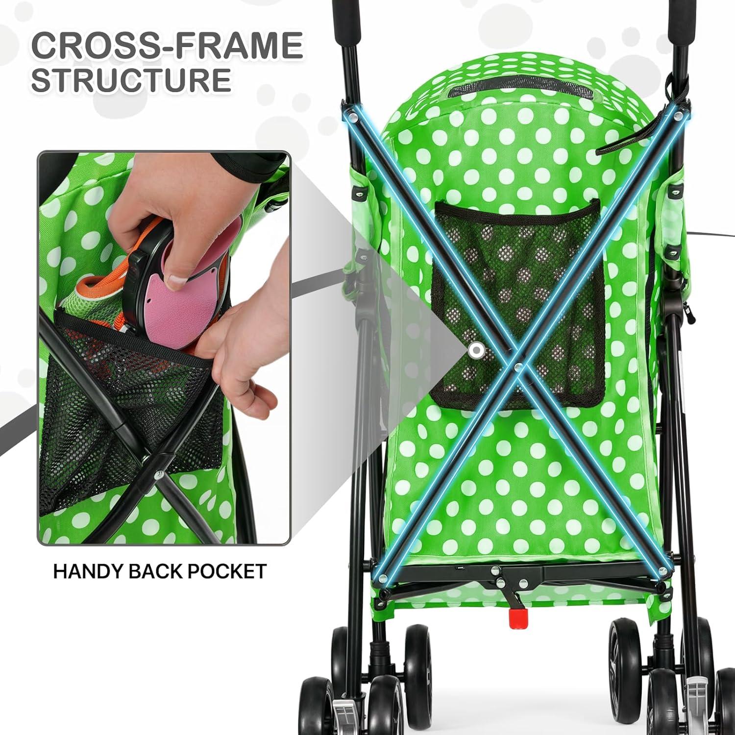 Magshion Pet Stoller Dog Cat Stoller Comfortable Lightweight Stroller With Adjustable Canopy