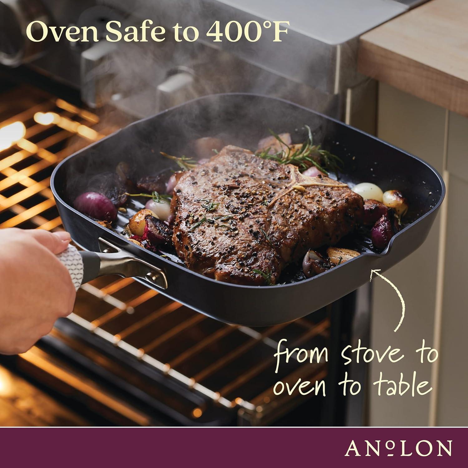 Anolon Anolon Advanced Home Hard Anodized Nonstick Deep Square Grill / Griddle Pan With Pour Spouts,11 Inch