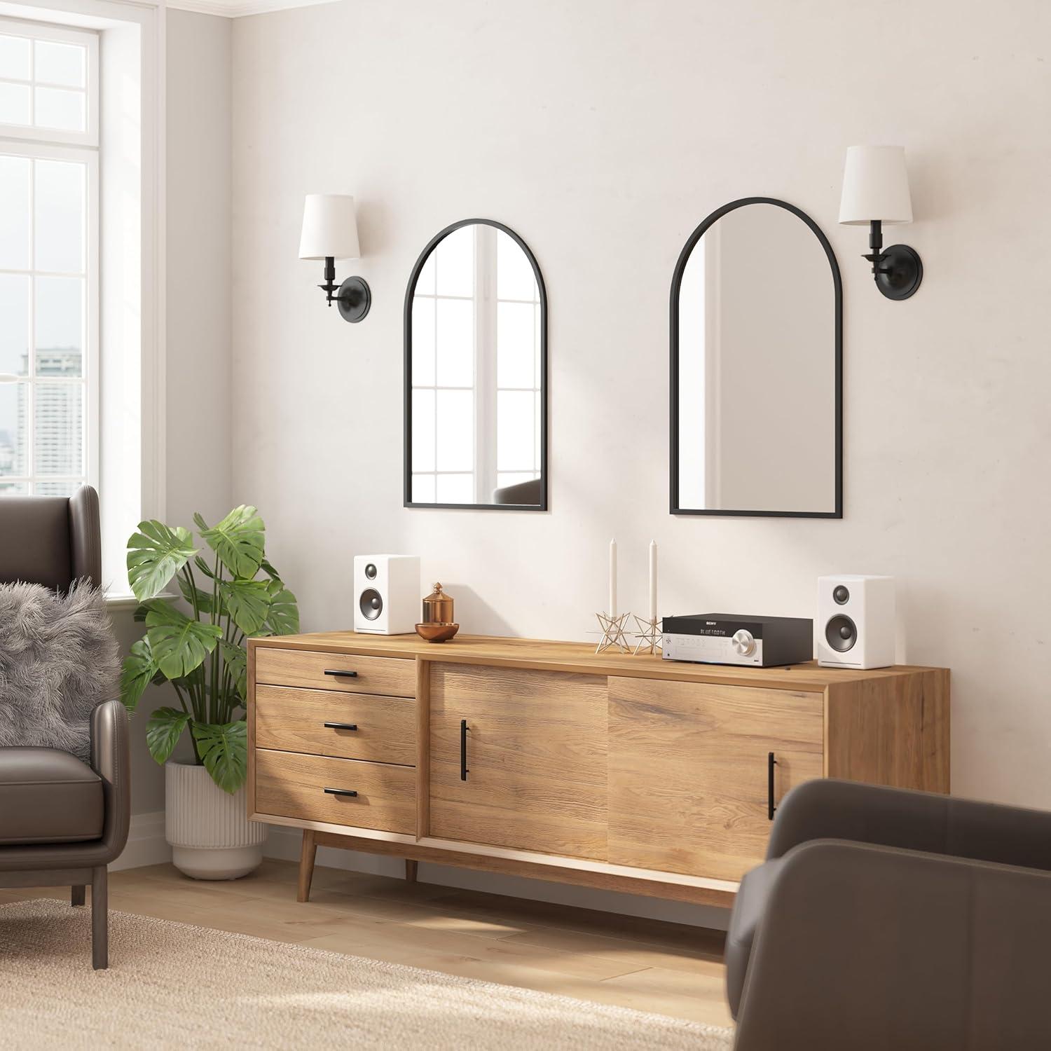 Mila Black Metal Arched Wall Mirror 20x30