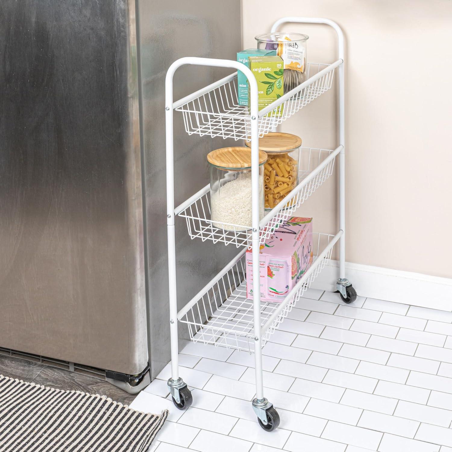 Metal Free Standing Laundry Cart with Wheels