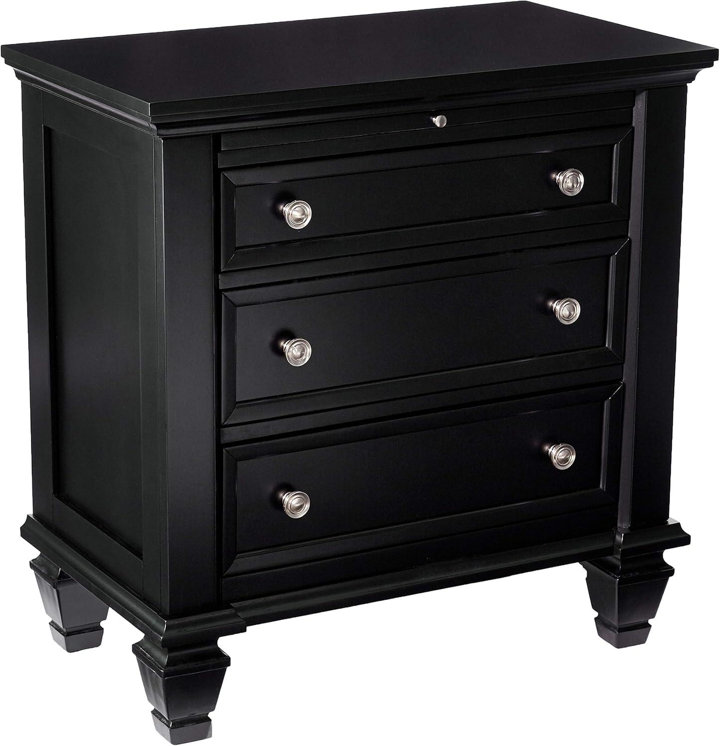 Coaster Sandy Beach Coastal 3-Drawer Wood Nightstand in Black