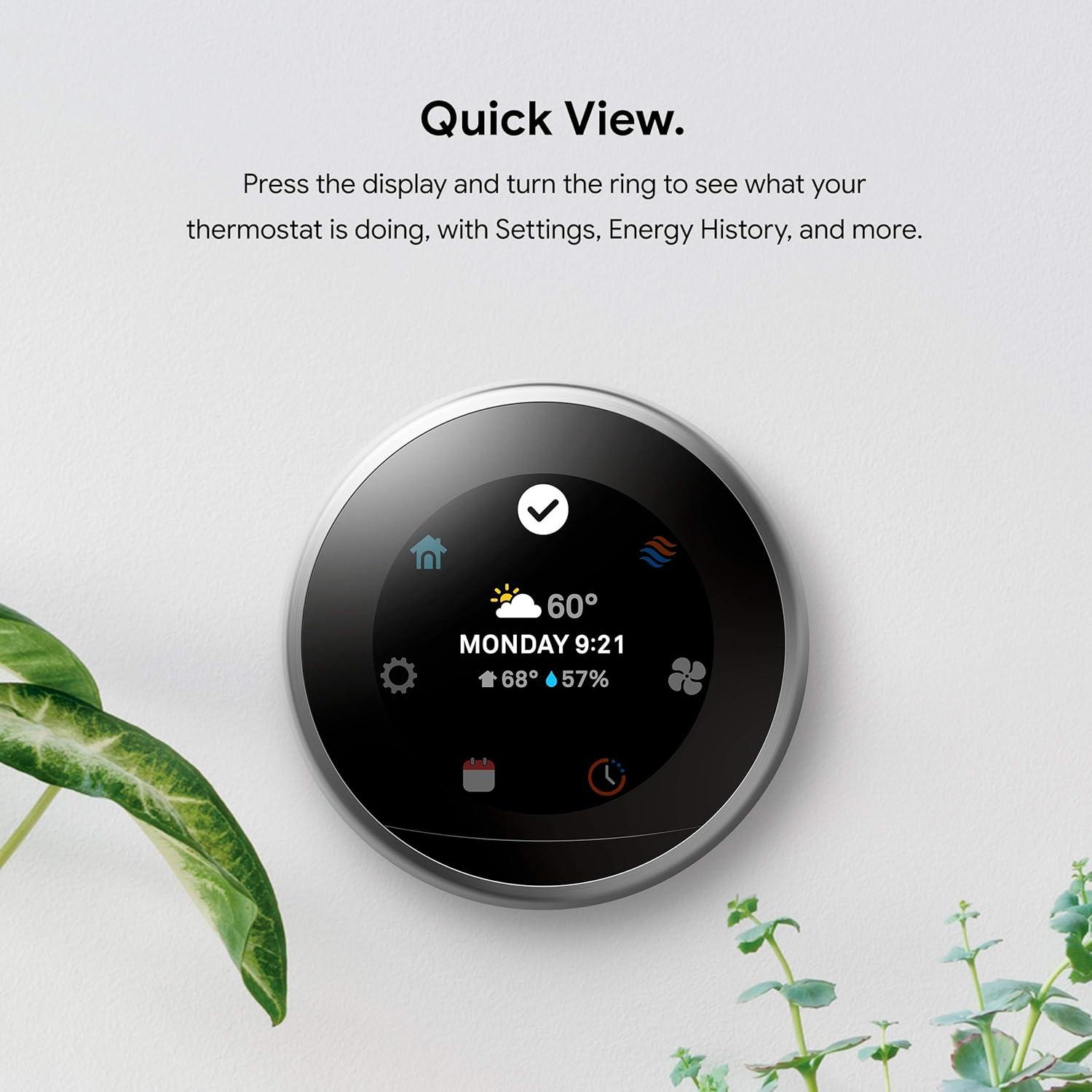 Nest Smart Learning Thermostat - 3rd Generation - Stainless Steel