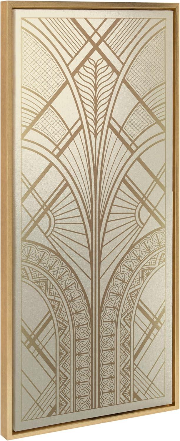 Kate & Laurel All Things Decor 18"x40" Sylvie Retro Art Deco Glam Abstract Framed Metallic Canvas Wall Art by The Creative Bunch Studio