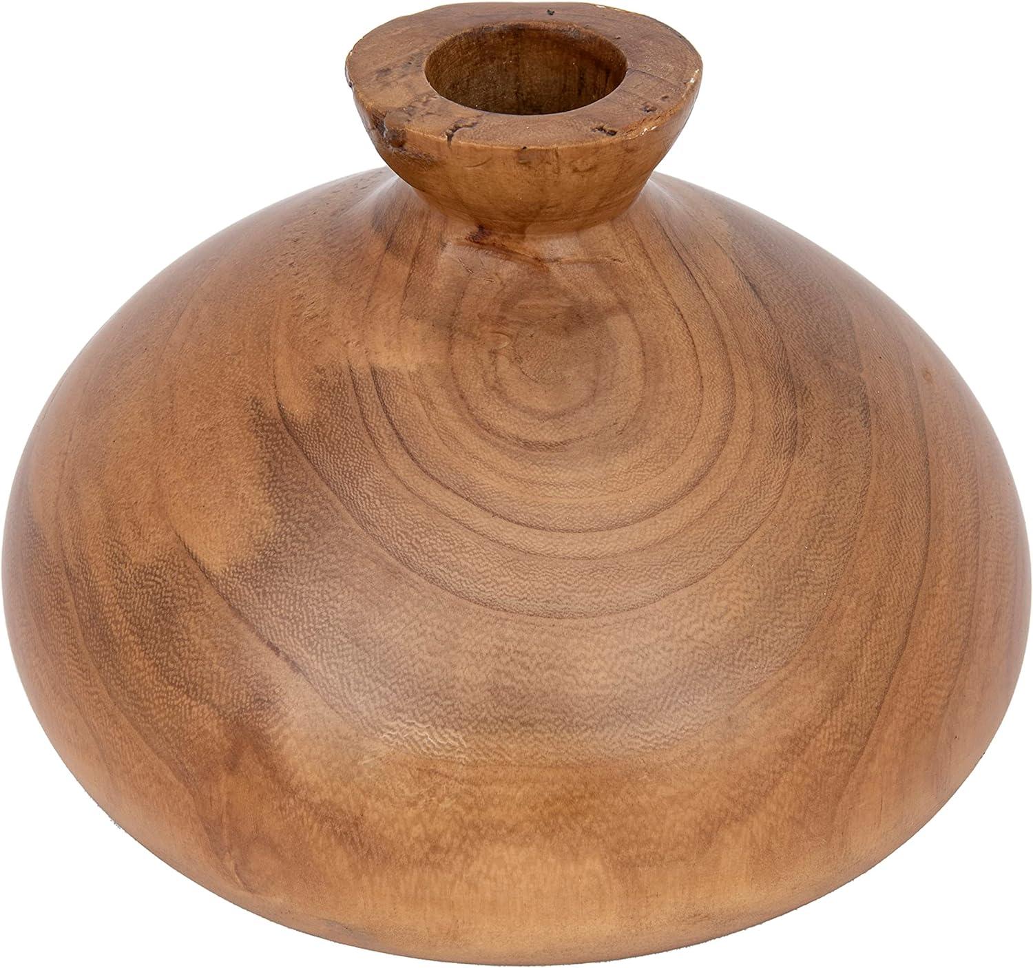 Creative Co-Op Decorative Paulownia Wood Vase, Walnut Finish