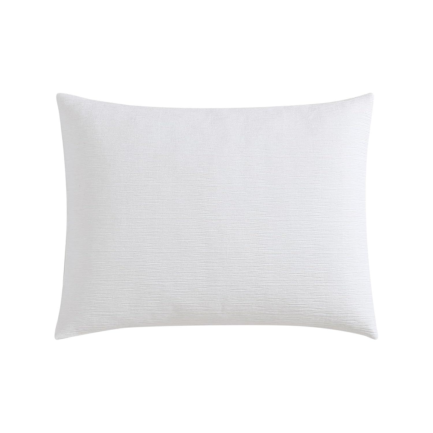 Vera Wang - King Duvet Cover Set, Soft Bedding Set with Matching Shams, Button Closure, Chic Room Essentials (Textured Pleats White, King)