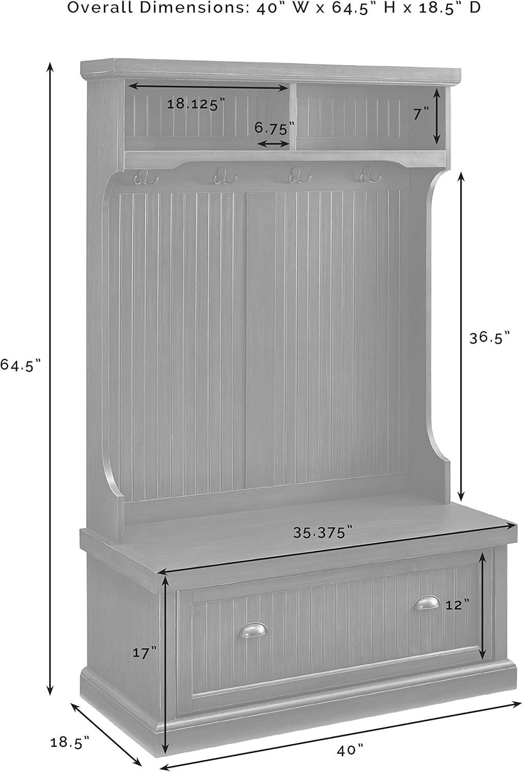 Seaside Solid Hardwood & Veneer Hall Tree in Distressed White