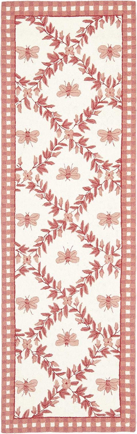Chelsea HK55 Hand Hooked Runner Rug - Ivory/Rose - 2'6"x10' - Safavieh.