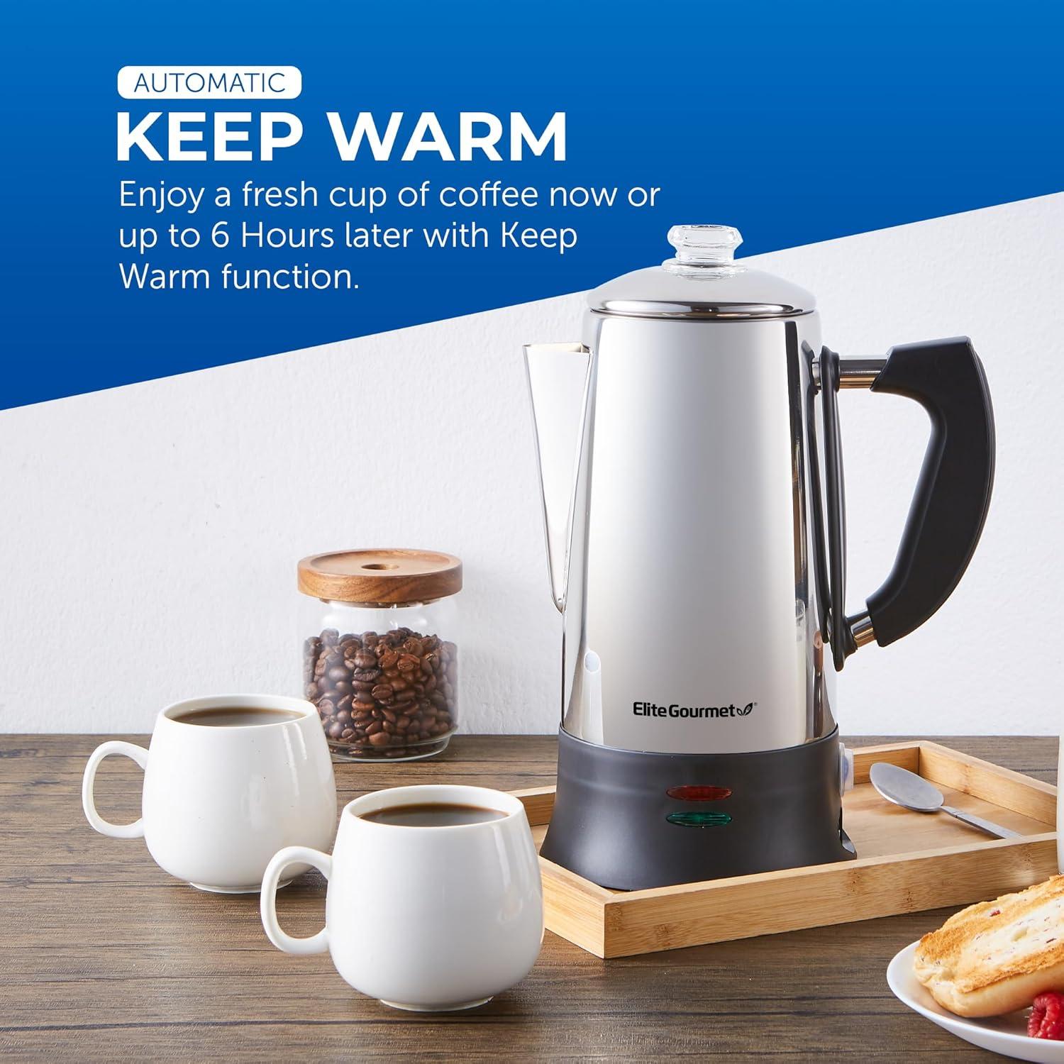 Elite Gourmet Stainless Steel 12-Cup Coffee Percolators