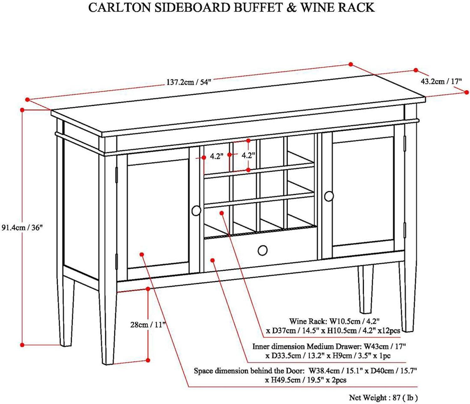 Simpli Home Carlton Wood 54" Transitional TV Media Stand in Brown