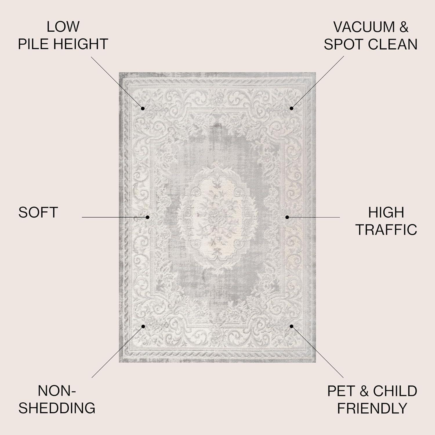 4'x6' Rosalia Cottage Medallion Area Rug, Ivory/Gray - JONATHAN Y