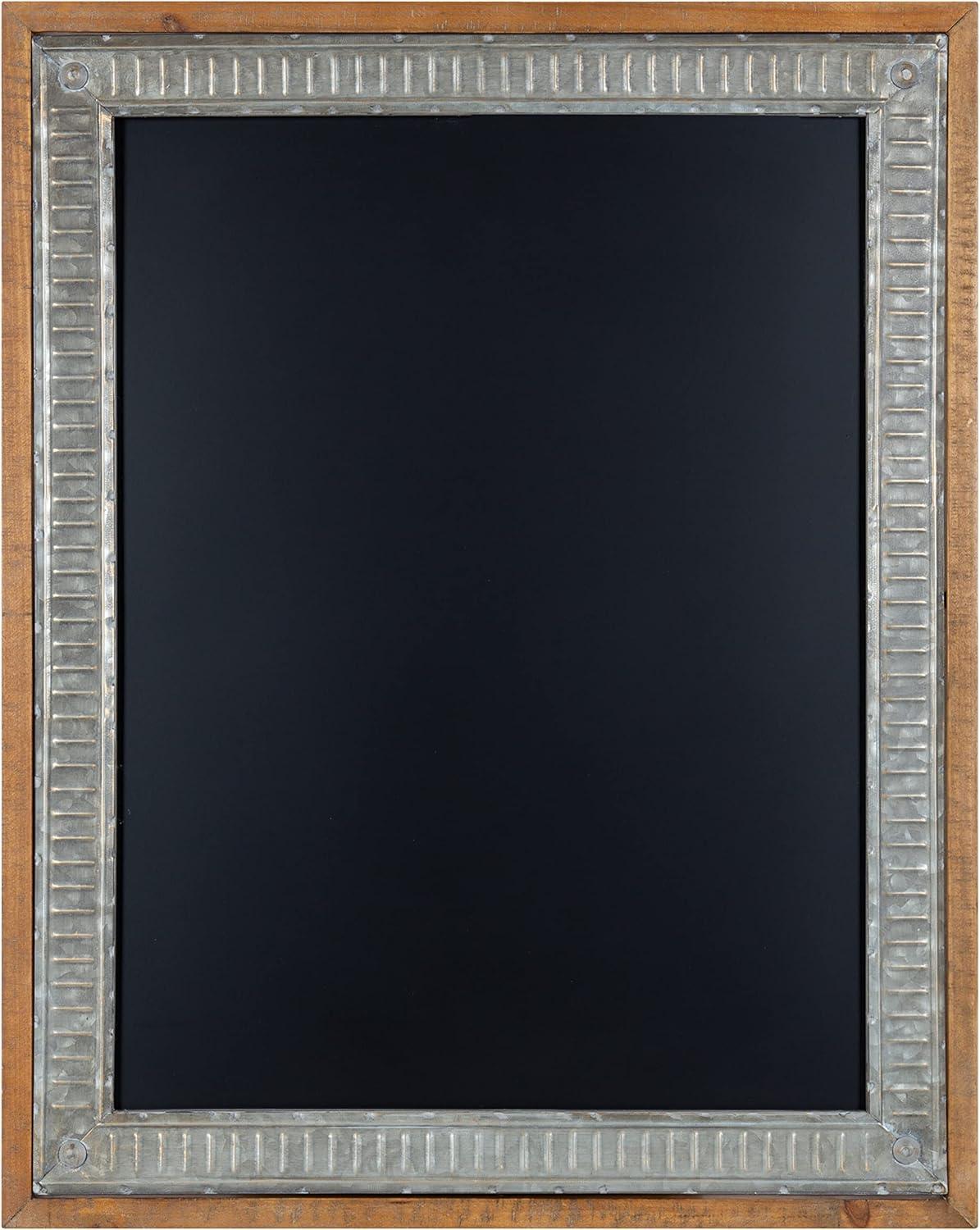 Rustic Brown Wood and Metal Framed Magnetic Chalkboard, 24x30